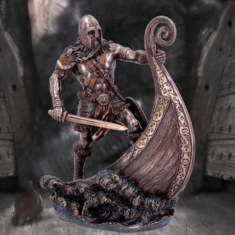 Bronzed Halvor Viking Longship Figurine - Figures & Collectables at Gift Moments