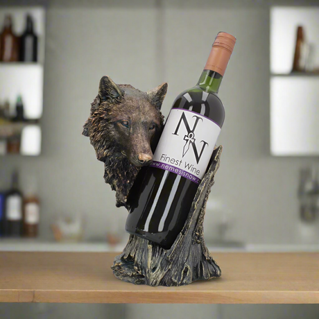 Call of the Wine Bronze Wolf Wine Bottle Holder 26cm: 1 - Guzzlers & Wine Bottle Holders By Gift Moments