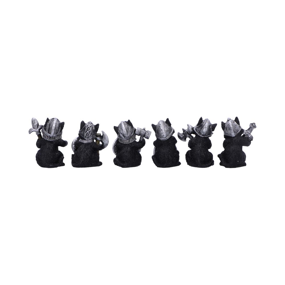 Cat Crusaders (Set of 6) Fierce Warrior Cat figurines with Unique Poses: 4 - Figurines Small (Under 15cm) By NN Designs