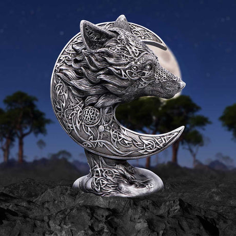 Celtic Crescent Wolf and Moon Ornament: 1 - Figurines Medium (15-29cm) By NN Designs