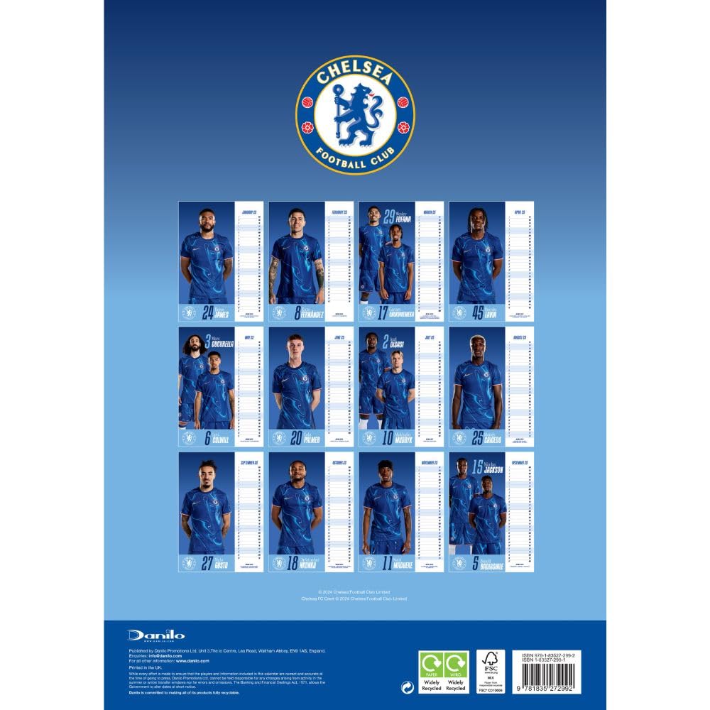 Chelsea FC A3 Calendar 2025: 4 - Calendars & Planners By Chelsea