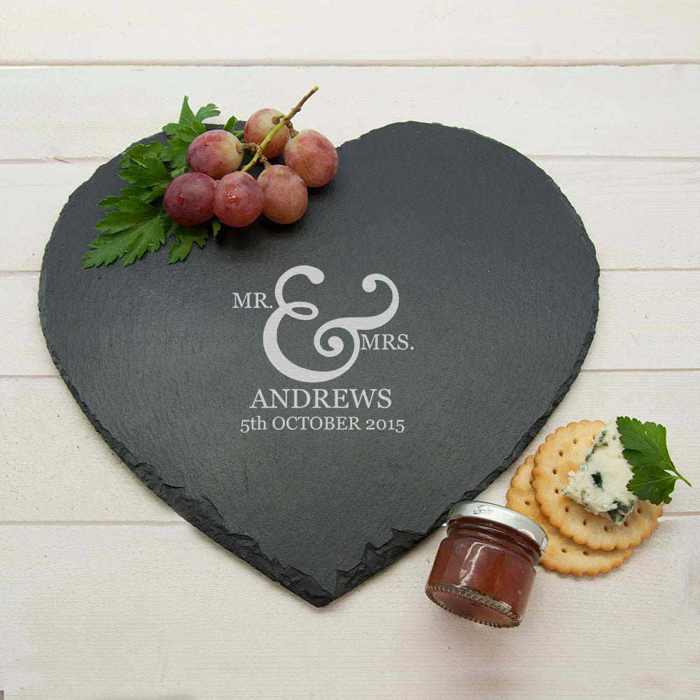 Personalised Heart Slate Cheese Board: 1 - Cheese Boards By Gift Moments