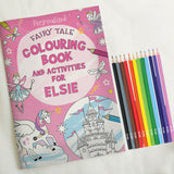 Personalised Princess & Unicorn Colouring Book with Pencil Crayons - Books at Gift Moments