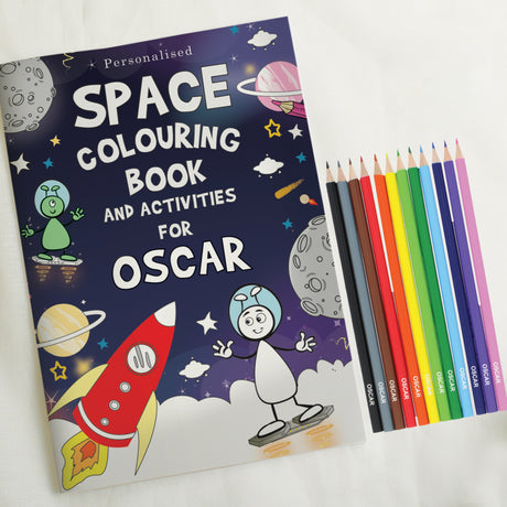 Personalised Space Colouring Book with Pencil Crayons - Books at Gift Moments