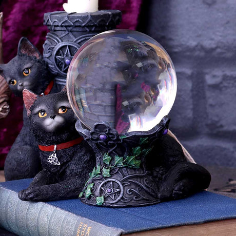 Cosmo Cat Crystal Ball Holder Wiccan Witch Gothic Ornament: 1 - Figurines Small (Under 15cm) By NN Designs