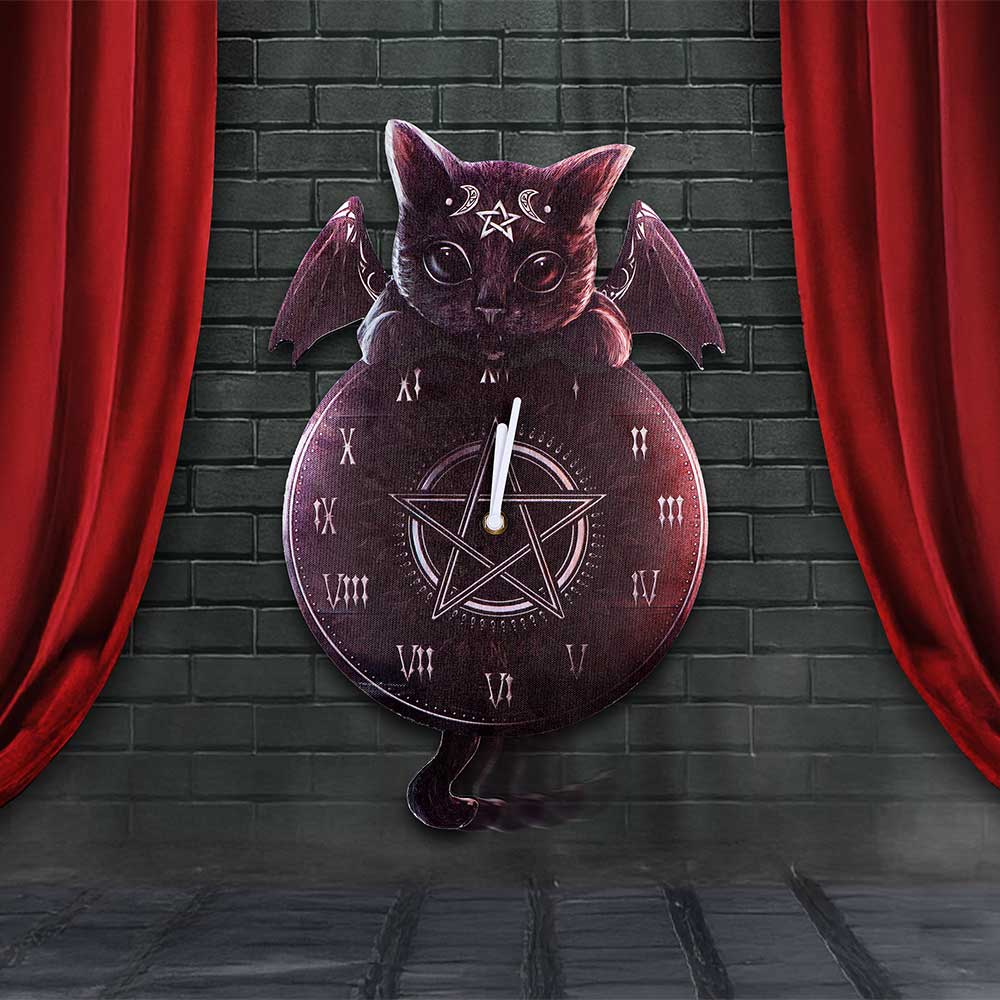 Cult Cuties Malpuss Wall Hanging Clock with Swinging Tail: 1 - Clocks By NN Designs