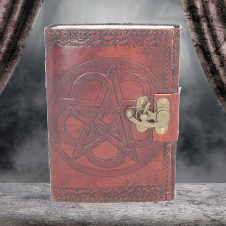 Nemesis Now Wiccan Lockable Pentagram Leather Embossed Journal - Leather Journals at Gift Moments