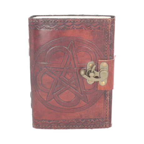 Nemesis Now Wiccan Lockable Pentagram Leather Embossed Journal Default Title - Leather Journals at Gift Moments