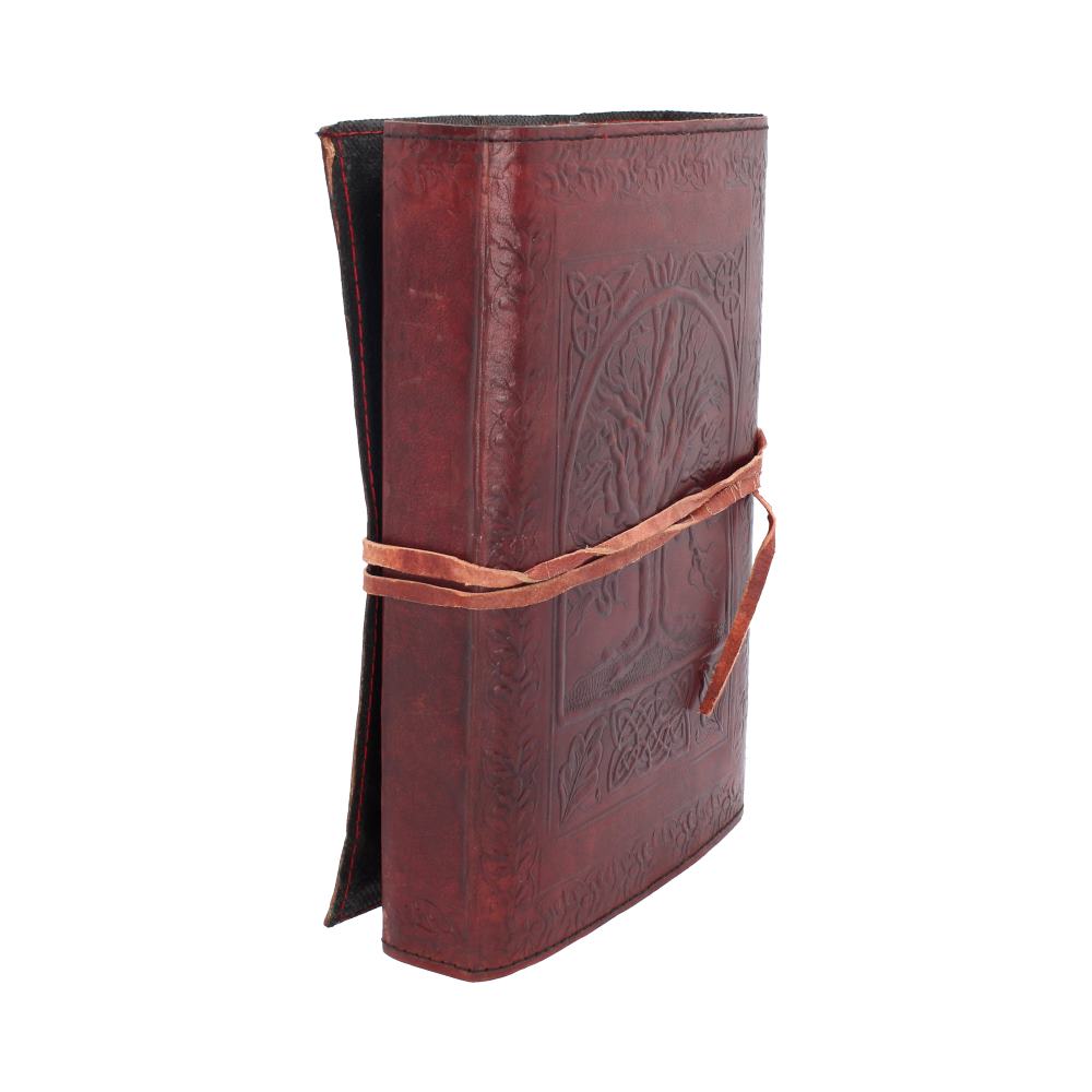 Tree Of Life Bound Red Leather Embossed Journal 18 x 25cm - Leather Journals at Gift Moments