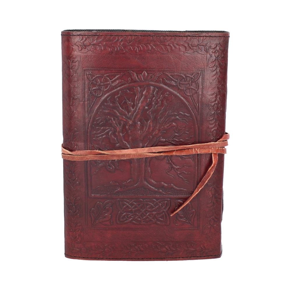 Tree Of Life Bound Red Leather Embossed Journal 18 x 25cm - Leather Journals at Gift Moments