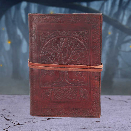 Tree Of Life Bound Red Leather Embossed Journal 18 x 25cm - Leather Journals at Gift Moments