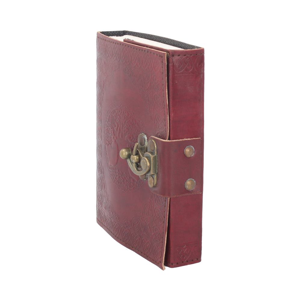 Lockable Tree Of Life Red Leather Journal 13 x 18cm - Leather Journals at Gift Moments