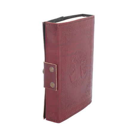 Lockable Tree Of Life Red Leather Journal 13 x 18cm - Leather Journals at Gift Moments