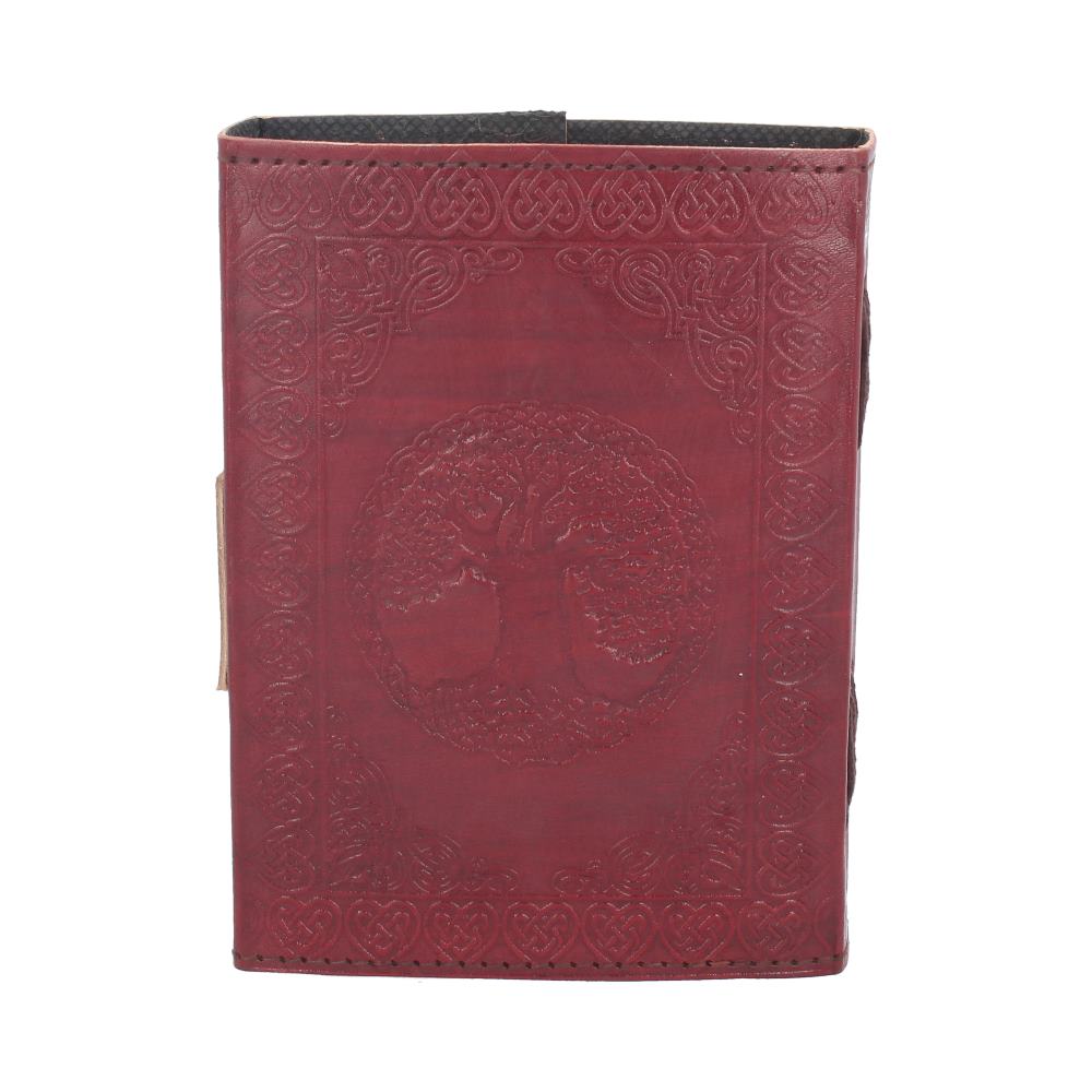 Lockable Tree Of Life Red Leather Journal 13 x 18cm - Leather Journals at Gift Moments