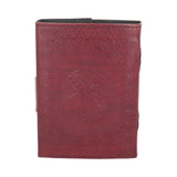 Lockable Tree Of Life Red Leather Journal 13 x 18cm - Leather Journals at Gift Moments