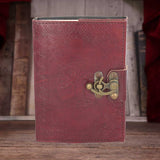 Lockable Tree Of Life Red Leather Journal 13 x 18cm - Leather Journals at Gift Moments