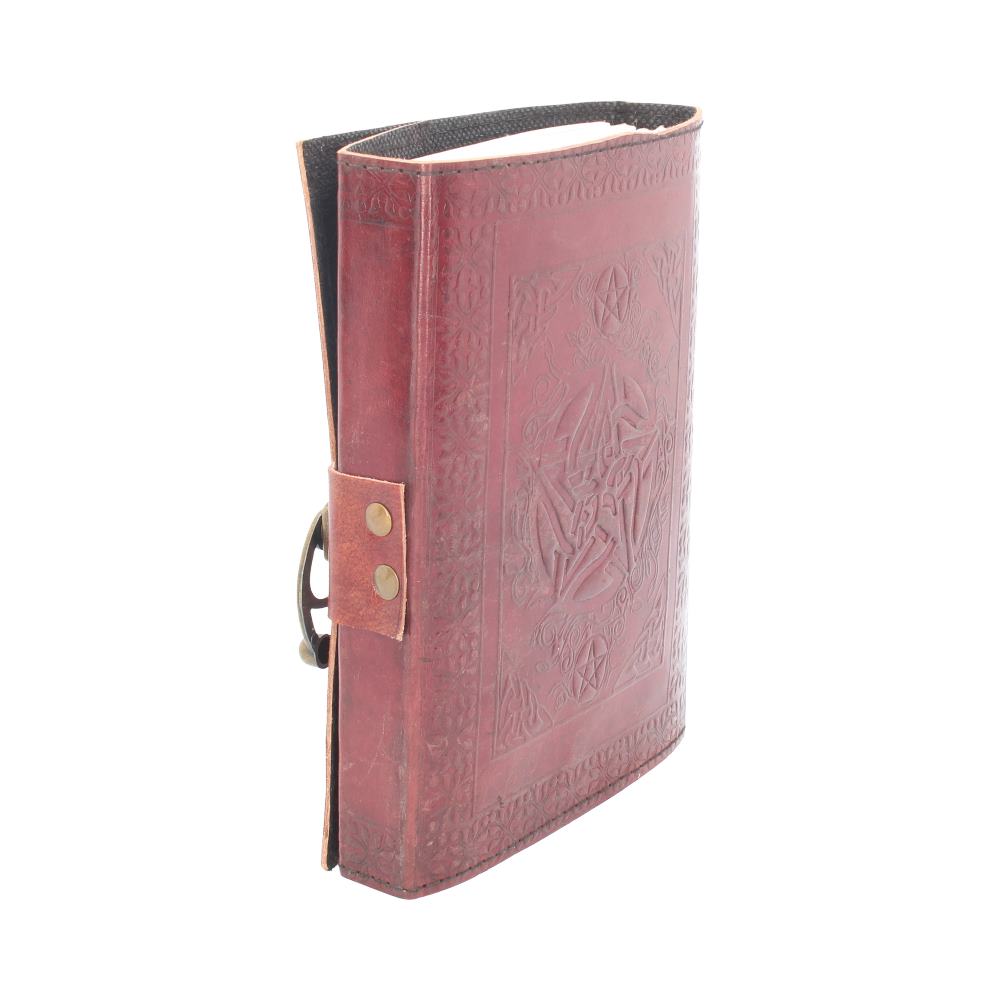 Lockable Pentagram Red Leather Journal 15 x 21cm - Leather Journals at Gift Moments