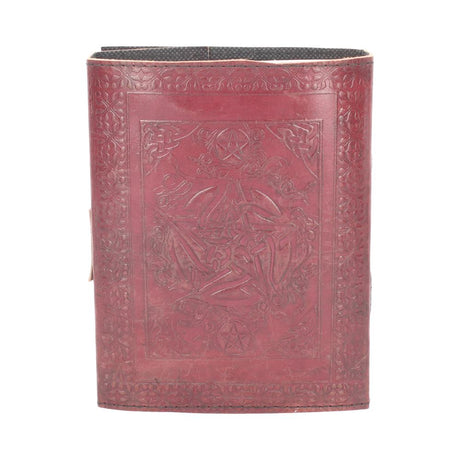 Lockable Pentagram Red Leather Journal 15 x 21cm - Leather Journals at Gift Moments