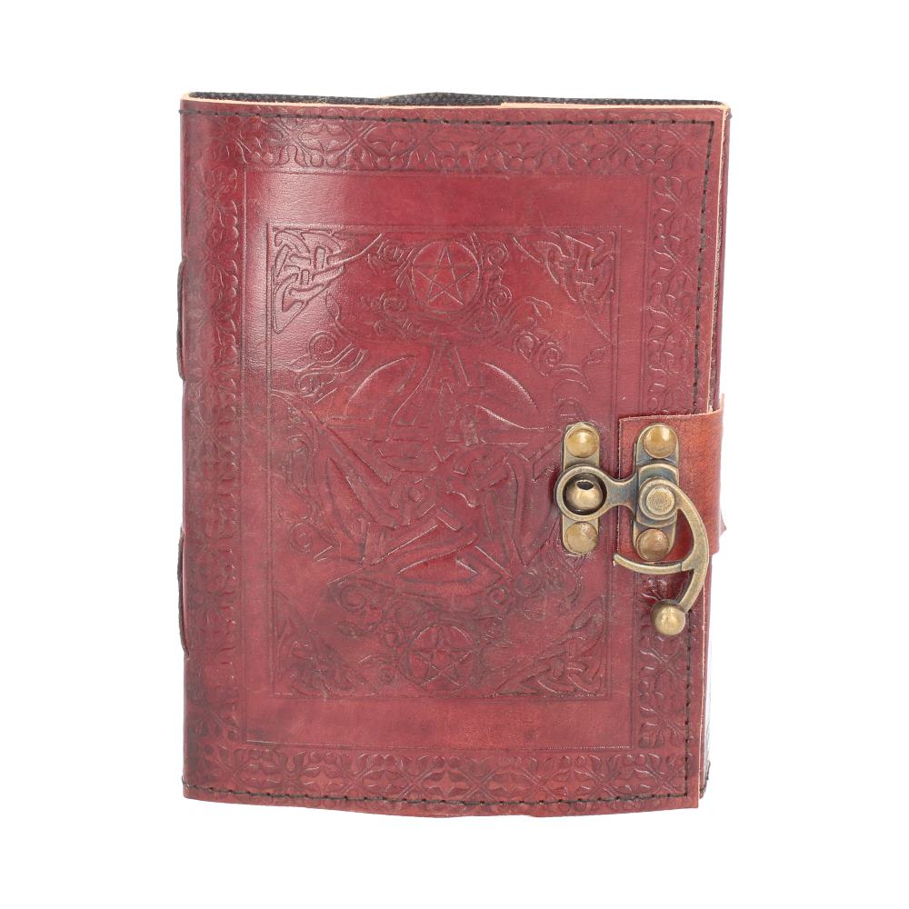 Lockable Pentagram Red Leather Journal 15 x 21cm Default Title - Leather Journals at Gift Moments