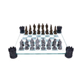 Raised Medieval Knight Chess Set With Corner Towers 43cm - Chess Sets at Gift Moments