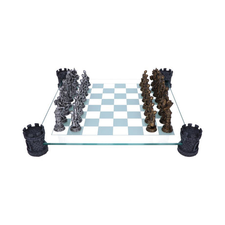 Raised Medieval Knight Chess Set With Corner Towers 43cm - Chess Sets at Gift Moments