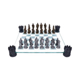 Raised Medieval Knight Chess Set With Corner Towers 43cm Default Title - Chess Sets at Gift Moments