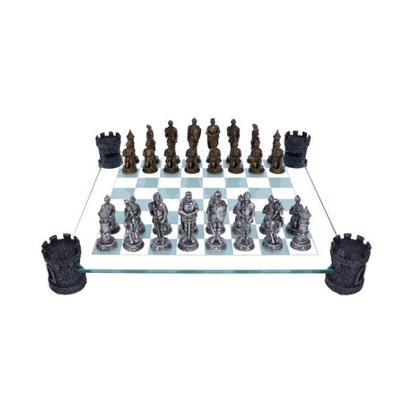 Raised Medieval Knight Chess Set With Corner Towers 43cm Default Title - Chess Sets at Gift Moments