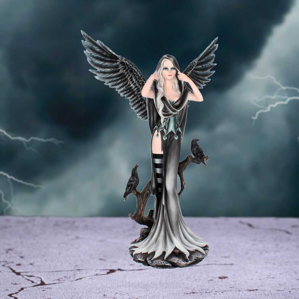 Sorrel Large Dark Angel Fairy and Raven Figurine - Figurines Extra Large (Over 50cm) at Gift Moments