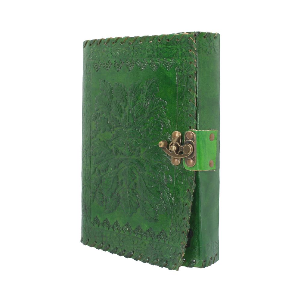 Real Leather Greenman Green Embossed Journal with Lock - Leather Journals at Gift Moments