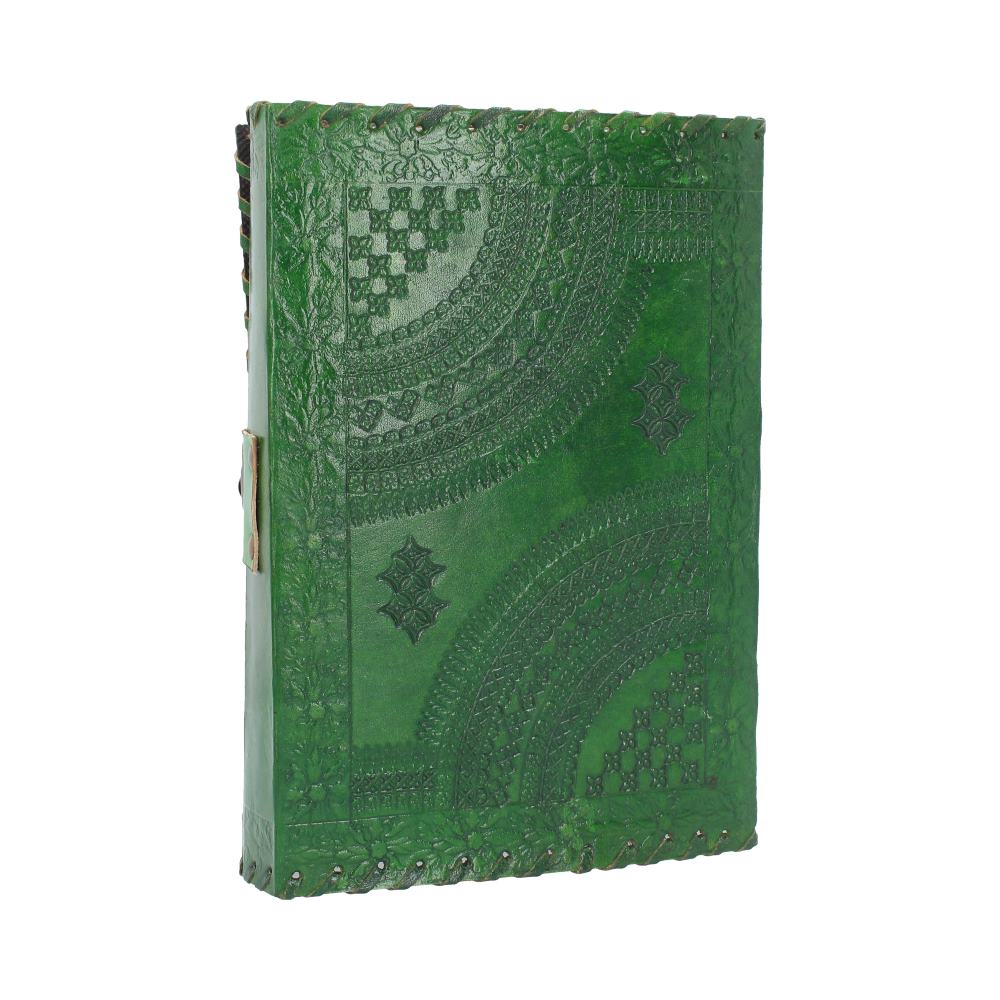 Real Leather Greenman Green Embossed Journal with Lock - Leather Journals at Gift Moments