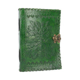 Real Leather Greenman Green Embossed Journal with Lock Default Title - Leather Journals at Gift Moments