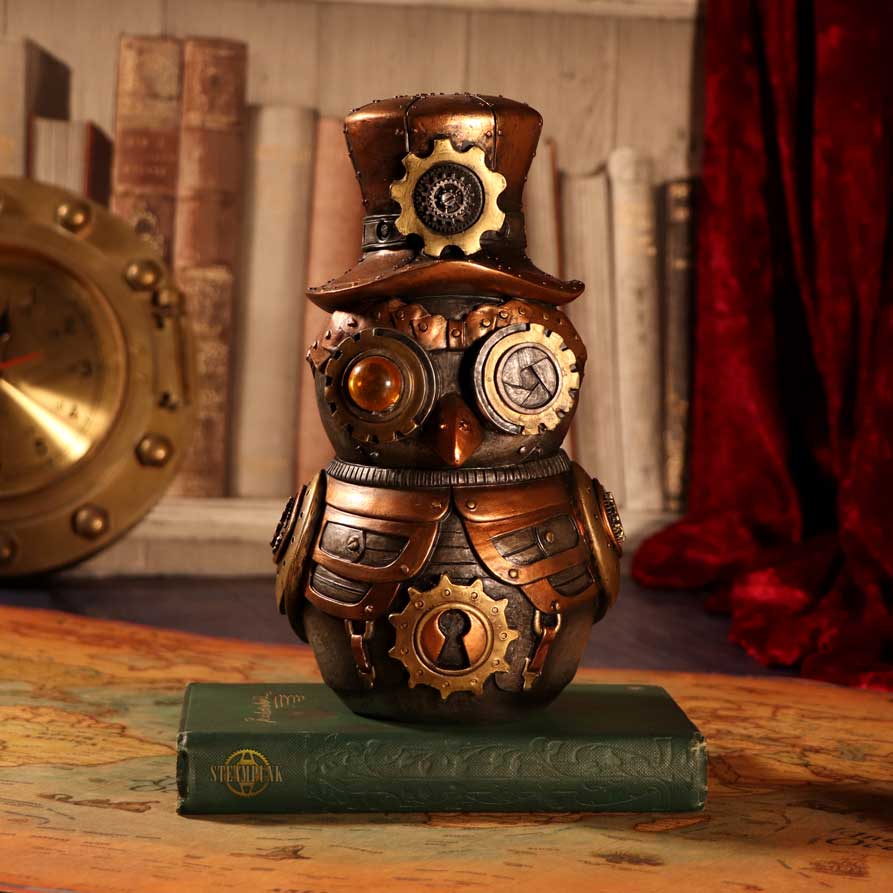 Hootle 22.7cm Steampunk Owl with Top Hat Figurine - Figures & Collectables at Gift Moments