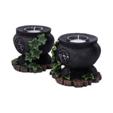 Set of Two Ivy Cauldron Witches Candle Holders 11cm - Candles & Holders at Gift Moments