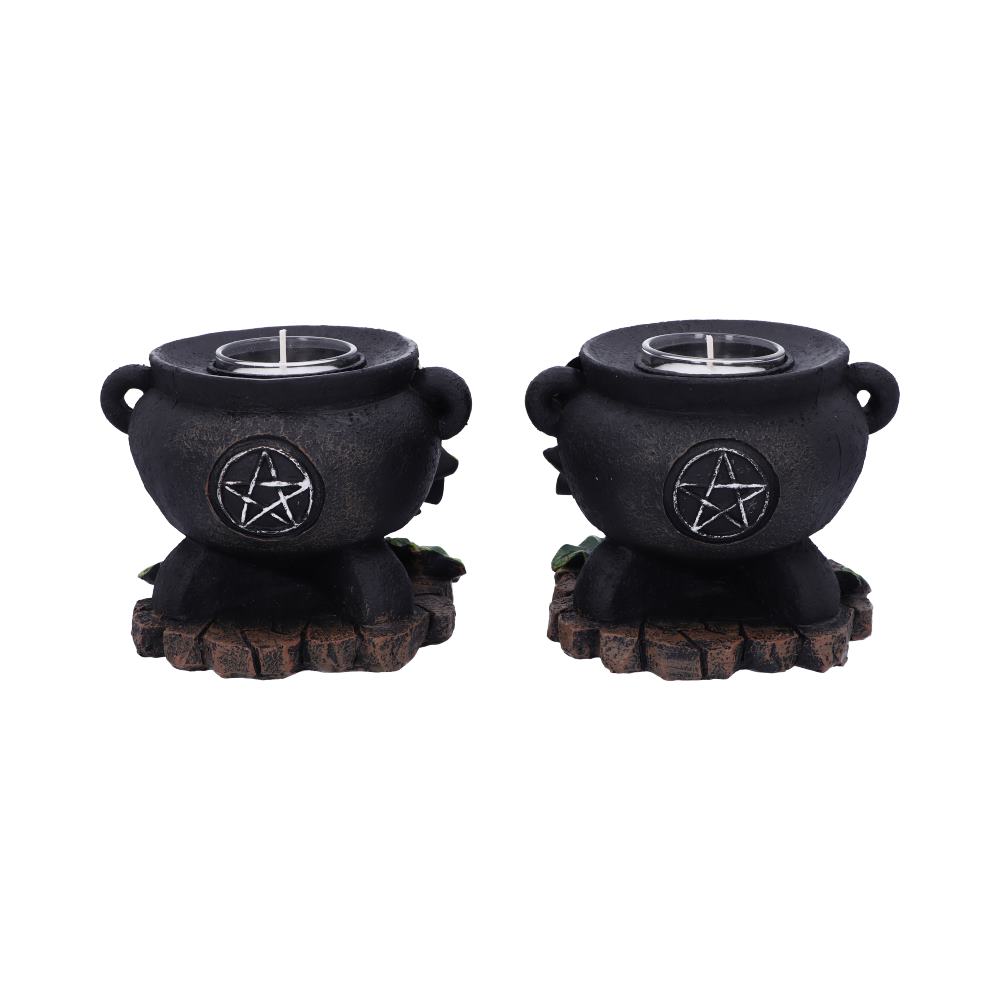 Set of Two Ivy Cauldron Witches Candle Holders 11cm - Candles & Holders at Gift Moments