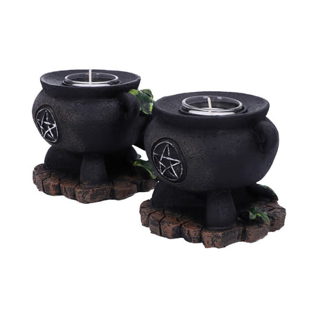 Set of Two Ivy Cauldron Witches Candle Holders 11cm - Candles & Holders at Gift Moments