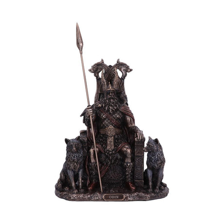 Bronze Odin All Father Wolves and Throne Figurine Default Title - Figures & Collectables at Gift Moments