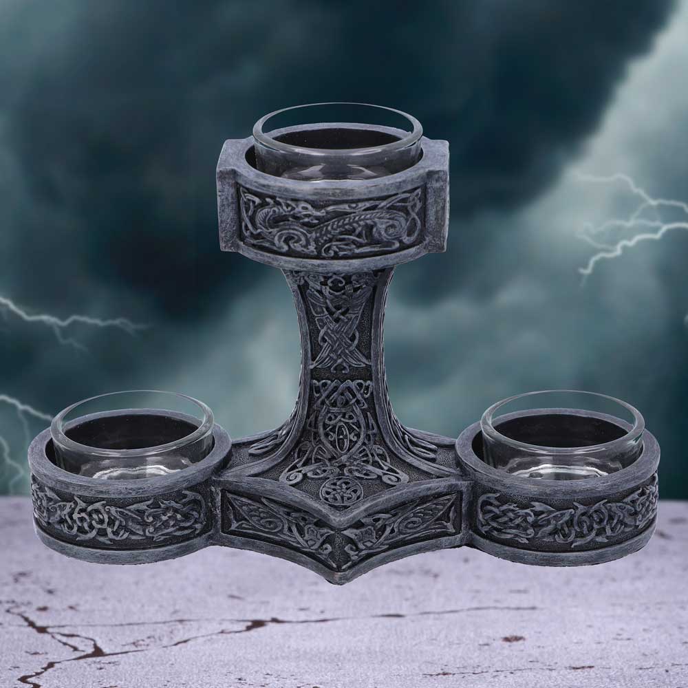 Thor's Hammer Tea Light Holder 18.5cm - Candles & Holders at Gift Moments