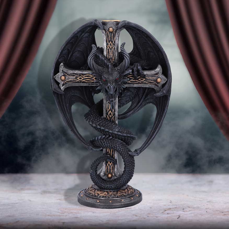 Dark Ember Gothic Dragon Candle Holder 24.5cm - Candles & Holders at Gift Moments