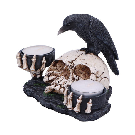 Nevermore Raven and Skull Candle Holder 15cm - Candles & Holders at Gift Moments