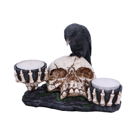 Nevermore Raven and Skull Candle Holder 15cm Default Title - Candles & Holders at Gift Moments