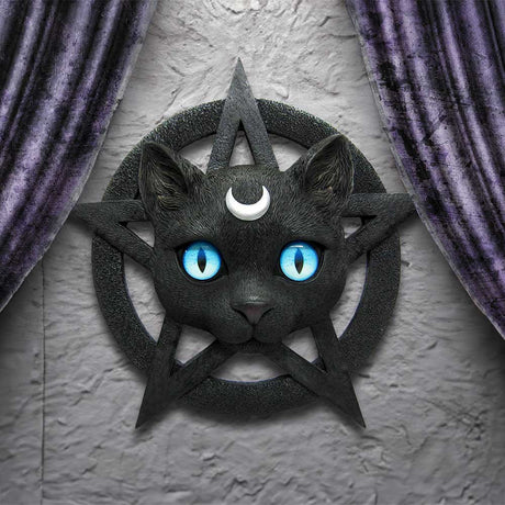 Feline Worship Cat Pentagram Wall Plaque 25.5cm - Wall Hanging Sculptures at Gift Moments