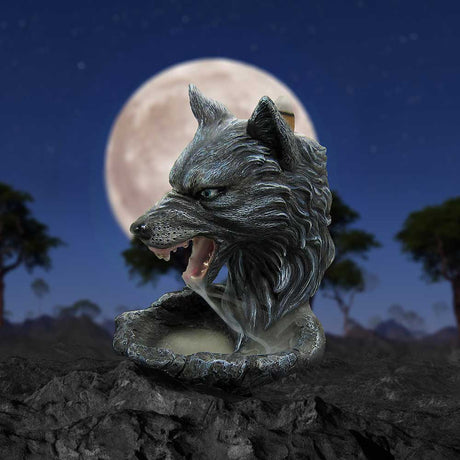 Dark Wolf Head Backflow Incense Burner 11.5cm - Incense Holders at Gift Moments