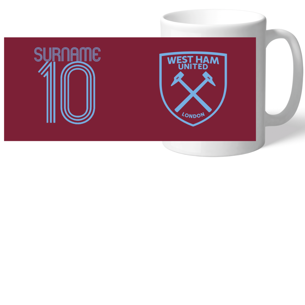 Personalised West Ham United FC Retro Shirt Mug - Mugs at Gift Moments