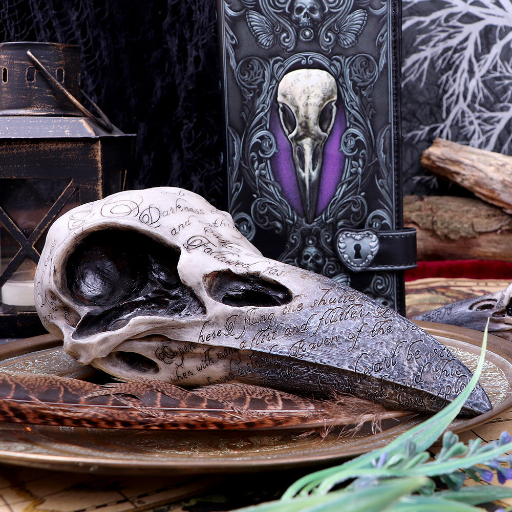 Edgar’s Raven Skull Figurine Edgar Allen Poe Ornament: 1 - Figurines Medium (15-29cm) By NN Designs