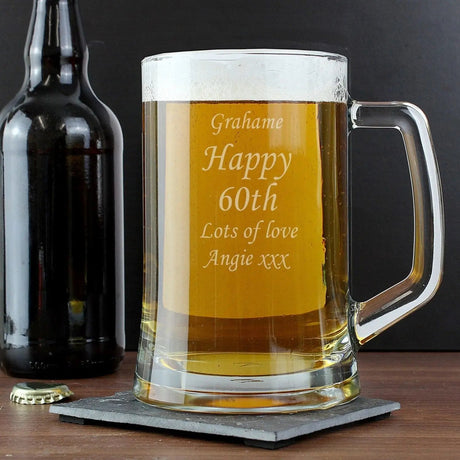 Personalised Engraved Glass Pint Tankard: 1 - Tankards By Gift Moments