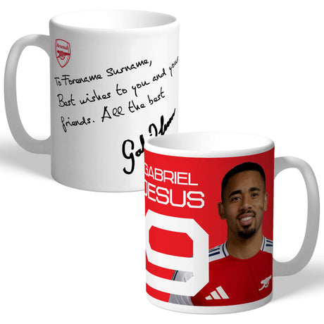 Personalised Arsenal FC Jesus Autograph Mug - Mugs at Gift Moments