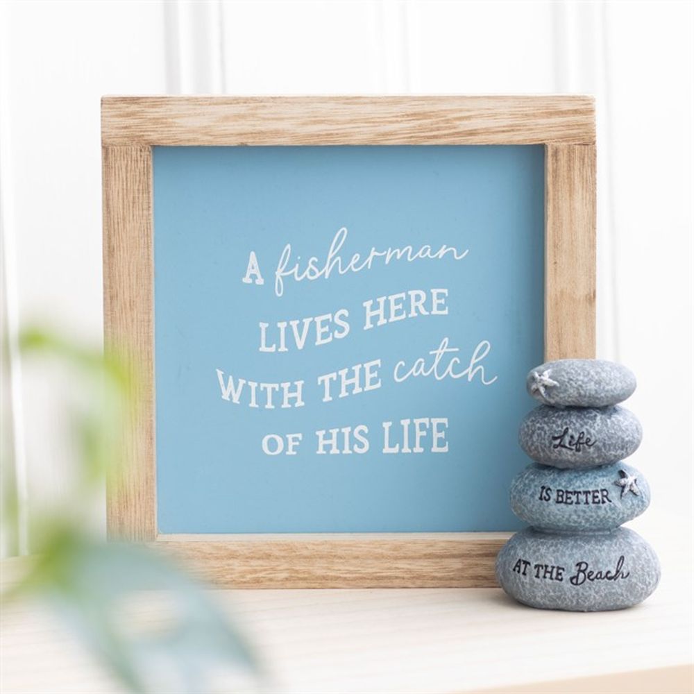 A Fisherman Lives Here Wooden Frame Sign: 1 - Framed Prints By Gift Moments