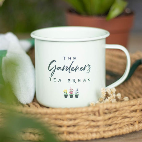 Gardener’s Tea Break Enamel Mug: 1 - Mugs By Gift Moments