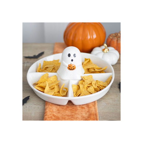 Ghost Pumpkin Chip & Dip Snack Dish: 4 - Tableware By Gift Moments