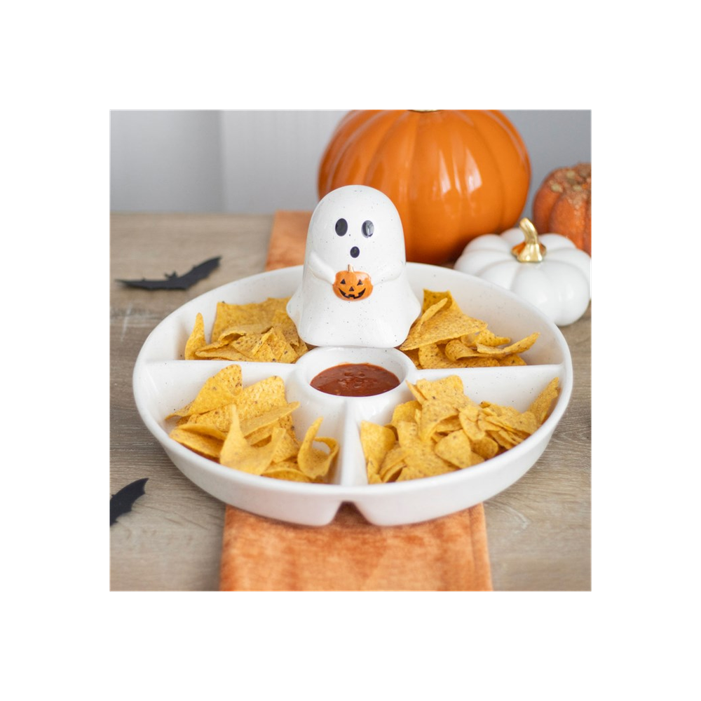 Ghost Pumpkin Chip & Dip Snack Dish: 5 - Tableware By Gift Moments